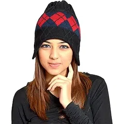 513 Women's Acrylic Aran and Argyle Knitted Skull Cap with Ear Cover (Multicolour)-picture-23