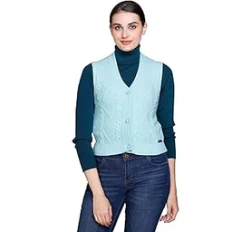513 Women's Acrylic Button Front V Neck Sleeveless Cable Knit Winter Wear Sweater Vest Cardigan-picture-32