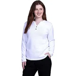 513 Womens Cotton V Neck Plain Solid Buttoned Full Sleeve Ribbed Pullover Sweater-picture-15