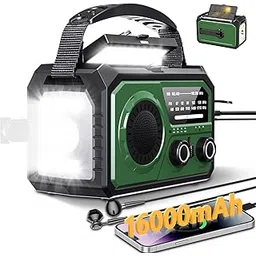 59200mWh Emergency Radio - 16000mAh Portable Solar Hand Crank NOAA/AM/FM Weather Radio with Battery Powered & USB Charger,SOS Alarm,Flashlight, Reading Lamp for Outdoor Camping,Storm,Survival Kits-image-16