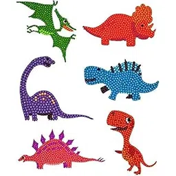 5D Diamond Painting Stickers Kits - 6 Pieces DIY Diamond Art Stickers by Numbers, Craft Kits for Kids and Beginners [Dinosaurs Theme]-picture-12