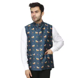 5elements by radhika gupta Printed Nehru Jacket with Welt Pockets-picture-50