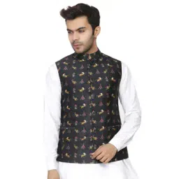 5elements by radhika gupta Printed Nehru Jacket with Welt Pockets-picture-41