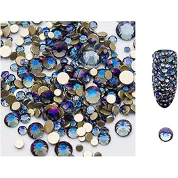 5g/Pack AB Glass Rhinestones Stones Shiny Gems Manicure Accessories Gold Flatback Mixed Sizes for Nail Art Decoration (Indigo)-picture-45