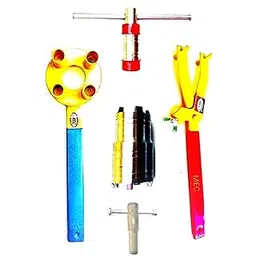 5Pieces Pack of Repairing Tool Kit - 4Pin Clutch Holder, Magnet/Flywheel Puller Tool CNC, Clutch Nut Spanner CNC, Adjustable Clutch Hub Rotor Sprocket Spanner Wrench with Extra Grip Insulated Handle and Sliding Handle Tappet Key. Tools compatible for HH Motorbikes-image-4