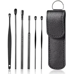 6 Pcs Ear Pick Earwax Removal Kit, Ear Cleansing Tool Set, Ear Curette Cleaner, 360° Spiral Design Ear Canal Cleaner Stainless Steel with Storage Box Portable Kit for Home and Travel (Black)-picture-32