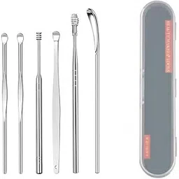 6 Pcs Ear Wax Cleaner, Ear Pick Earwax Removal Kit with Storage Box, Stainless Steel Ear Cleansing Tool Set, Silver-picture-26