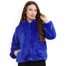 69 FASHION STREET Self Design Hooded Lightweight Teddy Bear Fleece Hoodie Tailored Jacket-picture-37