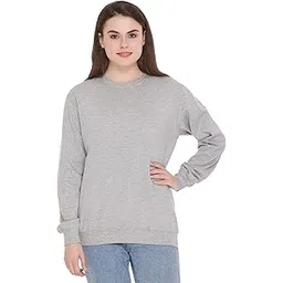 69gal Women's Fleece Round Neck Sweatshirt (143WF1_X48_Grey_XXXXX-Large)-picture-11