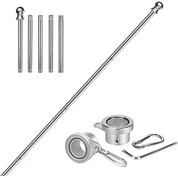 6FT Stainless Steel Flag Pole, Tangle Free Flag Poles for 3x5 Flags, Rust Free Flag Pole Kit, Outdoor Flag Pole for House Yard Garden, 1inch Diameter Flagpole with Aluminum Alloy Rings-picture-10