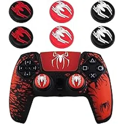6pcs Ps5 Controller Thumb Grips, Spider Thumb Grip Caps, Red and Black Joystick Covers for Ps4,Ps5,Xbox Switch Pro Controllers, Anti-Slip Analog Stick Enhancers-image-1