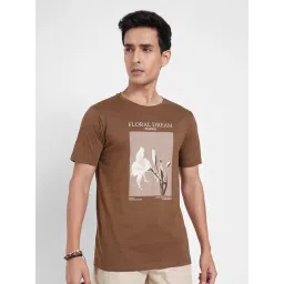 7 Alt By Pantaloons Brown Cotton Slim Fit Printed T-Shirt-picture-36