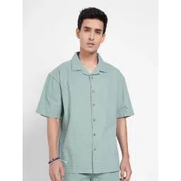 7 Alt By Pantaloons Green Cotton Loose Fit Self Pattern Shirt-picture-22