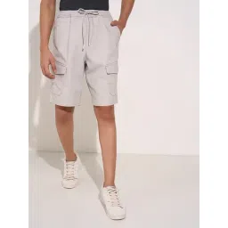 7 Alt By Pantaloons Grey Cotton Slim Fit Cargo Shorts-picture-20