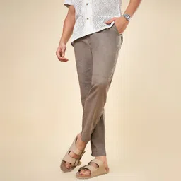 7 alt by pantaloons Men Comfort Fit Green Cotton Blend Trousers-picture-11