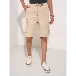 7 Alt By Pantaloons Off White Cotton Relaxed Fit Cargo Shorts-picture-19