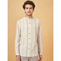 7 Alt By Pantaloons Off White Cotton Relaxed Fit Striped Shirt-picture-38