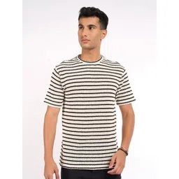 7 Alt by Pantaloons Striped Cotton Relaxed Fit T-shirt-picture-40