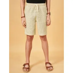 7 Alt by Pantaloons Whisper White Cotton Slim Fit Printed Shorts-picture-26