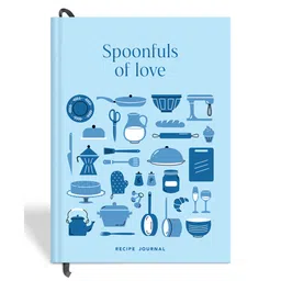 7mm Recipe Journal | Spoonfuls of Love | Make your own Recipe and Cook Book | Kitchen Essential | A5 Size | 4 Sticker sheets | Hardbound and Laminated |14.8 X 21 cms | Blue-picture-11