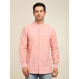 7OUNCE Men Solid Band Collar Cotton Casual Shirt-picture-29