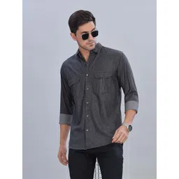 7TH LEGION Men Smart Fit Textured Spread Collar Casual Shirt-picture-16