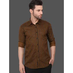 7TH LEGION Men Smart Fit Vertical Striped Spread Collar Cotton Casual Shirt-picture-21