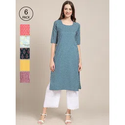 7threads 1 Stop Fashion Women Pack of 6  Block Print Crepe Kurta-picture-30