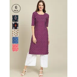 7threads 1 Stop Fashion Women Pack of 6 Printed Crepe Kurta-picture-25
