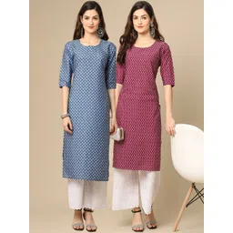 7threads KALINI Pack Of 2 Women Blue & Red Printed Crepe Kurta-picture-19
