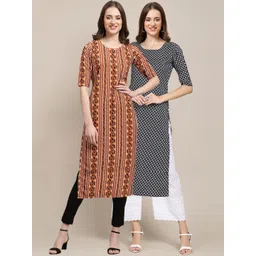 7threads KALINI PACK OF 2 Women Ethnic Motifs Printed Block Print Handloom Crepe Kurta-picture-18