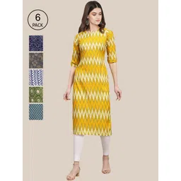 7threads KALINI Pack Of 6 Women Printed Crepe Kurta-picture-10