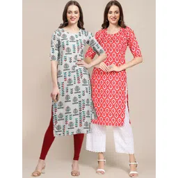 7threads KALINI Women Pack Of 2 Ethnic Motifs Printed Crepe Kurta-picture-28
