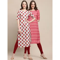 7threads KALINI Women Pack of 2 Geometric Printed Crepe Kurta-picture-24