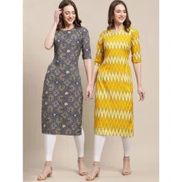 7threads KALINI Women Pack Of 2 Printed Block Print Summer Sheers Crepe Kurta-picture-11