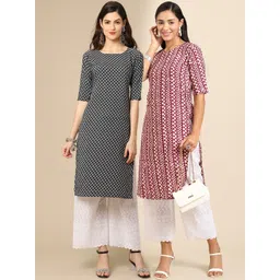 7threads KALINI Women Pack of 2 Printed Crepe Kurta-picture-30