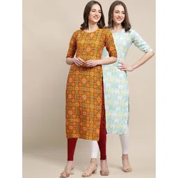 7threads KALINI Women Pack of 2 Printed Crepe Kurtas-picture-37