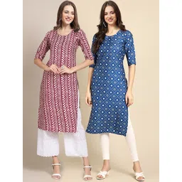 7threads KALINI Women Pack of 2 Printed Summer Sheers Crepe Kurta-picture-15
