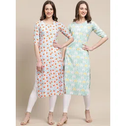 7threads KALINI  Women Pack of 2 Printed Summer Sheers Crepe Kurta-picture-18