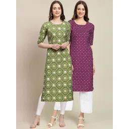 7threads KALINI Women Pack of 2 Printed  Summer Sheers Crepe Kurta-picture-24