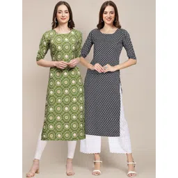 7threads KALINI Women Pack of 2 Printed  Summer Sheers Crepe Kurta-picture-12