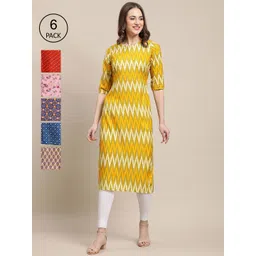 7threads KALINI Women Pack of 6 Digital Printed Crepe Straight Kurtas-picture-28