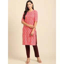 7threads KALINI Women Pink Ethnic Motifs Printed Crepe Kurta-picture-18