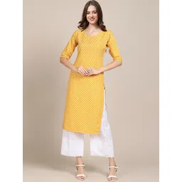7threads KALINI Women Yellow Floral Printed Crepe Kurta-picture-23