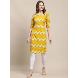 7threads KALINI Women Yellow Geometric Printed Crepe Kurta-picture-16