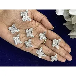 9 Pcs Studded Hair Clips Mini Butterfly Velcro Accessory DIY Hair Accessories For Party Hair Styling (Silver)-picture-26