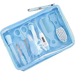 9 Pieces Baby Nail Clippers Set Baby Daily Nail Care for Newborn Infant Toddler Children Safety Scissors Hairbrush Nail Comb Manicure Care Kit (Blue)-picture-28