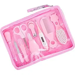 9 Pieces Baby Nail Clippers Set Baby Daily Nail Care for Newborn Infant Toddler Children Safety Scissors Hairbrush Nail Comb Manicure Care Kit (Pink)-picture-23