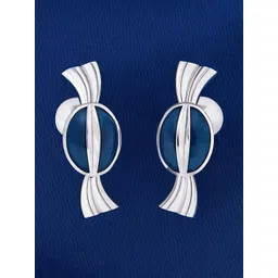 925 SILLER 925 Sterling Silver Rhodium-Plated Quirky Shaped Studs-picture-10