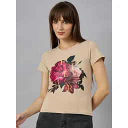 98 Degree North Floral Printed Round Neck Cotton T-shirt-picture-26